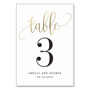 Bordsnumret Faux Gold Foil med lydig kalligrafi Bordsnummer