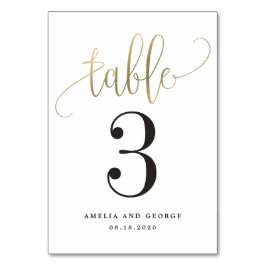 Bordsnumret Faux Gold Foil med lydig kalligrafi Bordsnummer