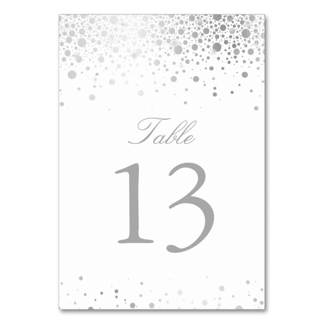 Bordsnumret Faux Silver Foil Confetti Dots Bordsnummer (Baksidan)