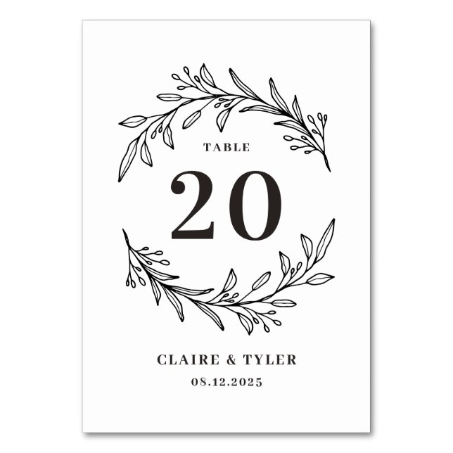 Bordsnumret finare Initialer EDITABLE FÄRG Bordsnummer (Framsidan)