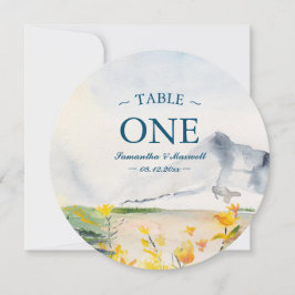 Bordsnumret Flower & Mountain (vattenfärgad Vild,  Inbjudningar