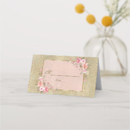 Bordsnumret för  Blommigten Guld Glitter Placeringskort