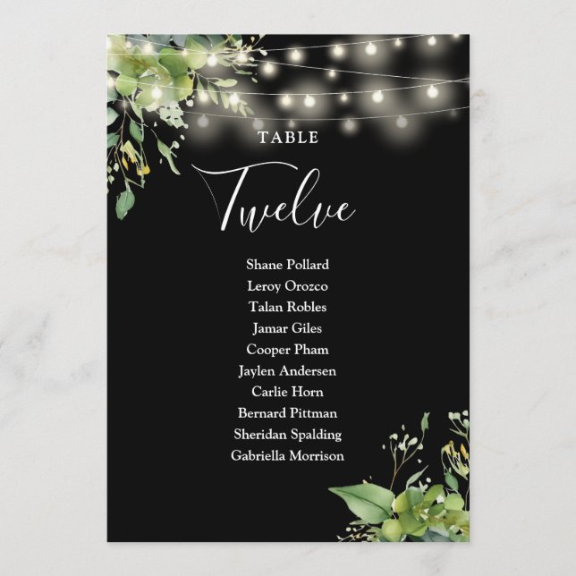 Bordsnumret för Blommigtens sittplatsplan Tack Kort (Framsida)