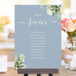 Bordsnumret för Dusty Blue Greenery Seite Inbjudningar<br><div class="desc">Dessa elegant,  dammiga,  botaniska grey löv bröllop-bordsnummer kan vara personlig med era gästes sittplan i chicens typografi. Korten skrivs ut på framsidan och baksidan (dubblan). Designad av Thisisnotme©</div>