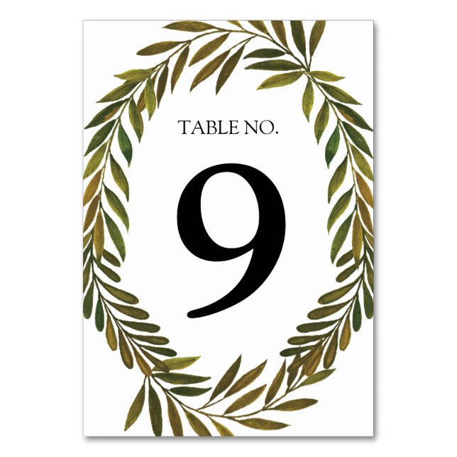 Bordsnumret för handmålat löv bordsnummer (Framsidan)