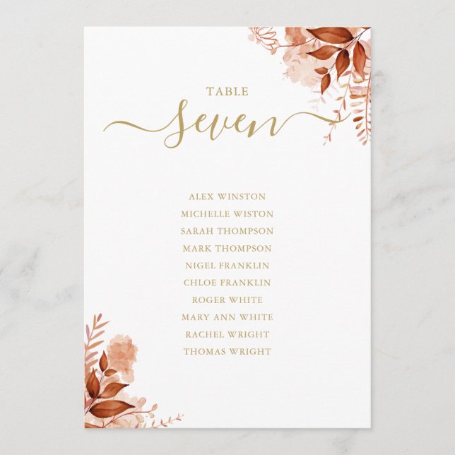 Bordsnumret för höstplanen för sätet i Guld (Framsida)