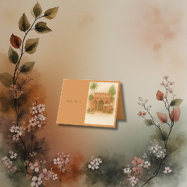 Bordsnumret för indisk Courtyard Destination bröll Tack Kort