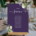 Bordsnumret för lila Grey-Blommigtens sittplatspla Inbjudningar<br><div class="desc">Dessa elegant lila botaniska grey löv bröllop-bordsnummer kan vara personlig med era gästes sittplan i typografi av chic. Korten skrivs ut på framsidan och baksidan (dubblan). Designad av Thisisnotme©</div>