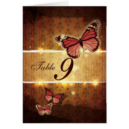 bordsnumret för romantiskt fjäril faller bröllop OBS kort