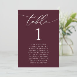 Bordsnumret för säten i Burgundy Minimalist Bröllo Inbjudningar