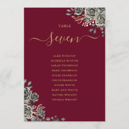 Bordsnumret för sittplatsplan för Gothic Blommigt  Inbjudningar