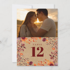 Bordsnumret Foto för Blommigt med Rustik höst Inbjudningar