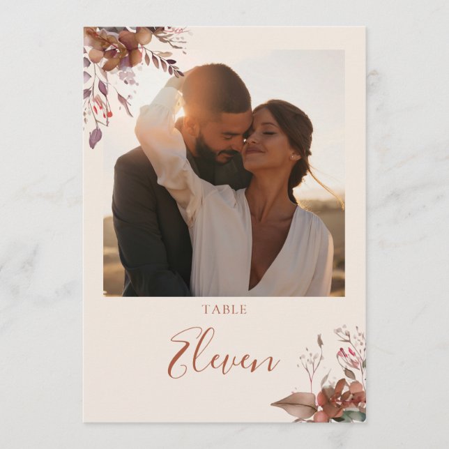 Bordsnumret Foto för höstfällig Blommigt Tack Kort (Framsida)