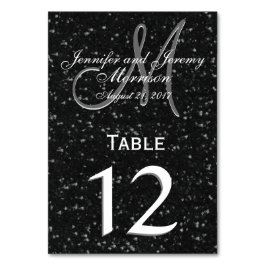 Bordsnumret Glitter look Black and White Monogram Bordsnummer