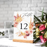 Bordsnumret Golden Burgundy &  Rosa Blommigt Bordsnummer<br><div class="desc">Pressa upp bröllop eller party bord med Bordsnumret Golden Burgundy &  Rosa Blommigt.</div>