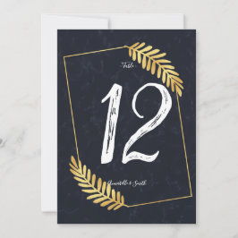 bordsnumret Golden Ram Navy back Inbjudningar