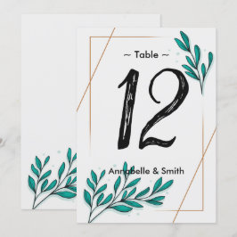 Bordsnumret Greenery Blommigt Gold Foil Lövs Inbjudningar