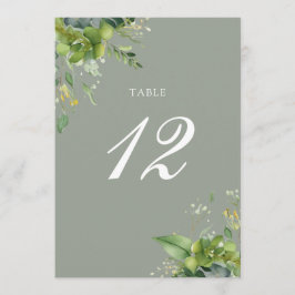 Bordsnumret Greenery Blommigt Sage Grönt Tack Kort