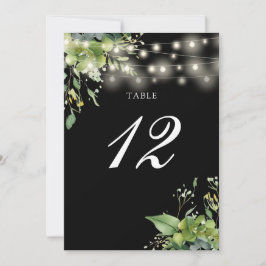 Bordsnumret Greenery Blommigt String Ljus Tack Kort