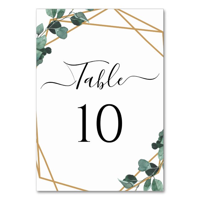 Bordsnumret Greenery Elegant Script Photo Bordsnummer (Baksidan)