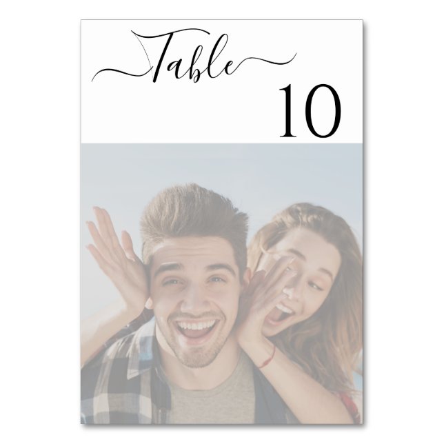 Bordsnumret Greenery Elegant Script Photo Bordsnummer (Framsidan)