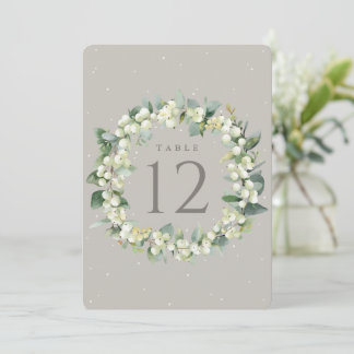 Bordsnumret Greige Snowberry+Eucalyptus Bröllop