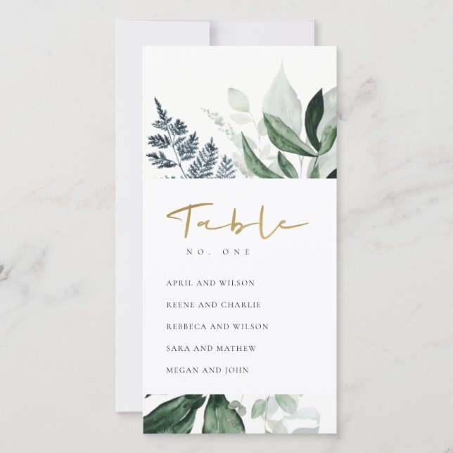 Bordsnumret grönt Leafy Foliage Seage Chart Tack Kort (Framsida)