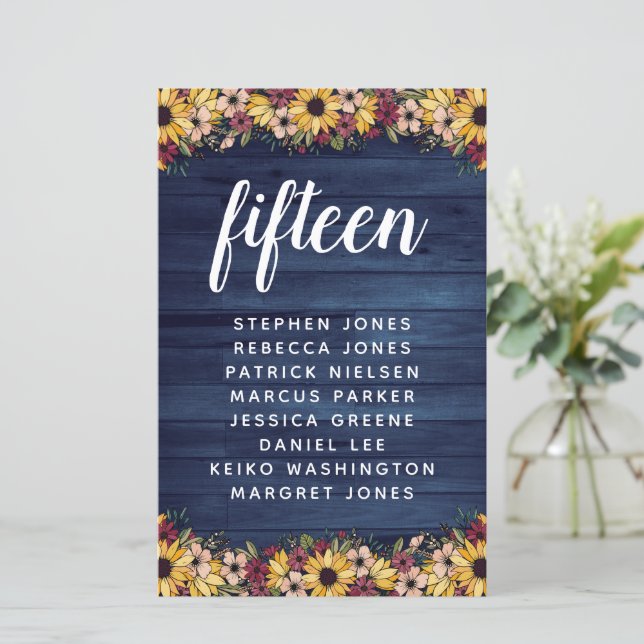 Bordsnumret Guest Namn budget för solblommor (Stående Fram)