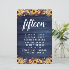 Bordsnumret Guest Namn budget för solblommor