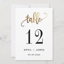 Bordsnumret Guld Black Loely Script Typography