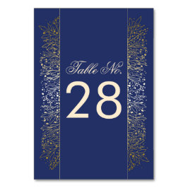 Bordsnumret guld Filigree Navy Bröllop Bordsnummer