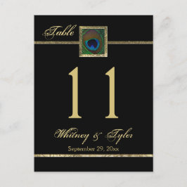 Bordsnumret guld och Black Peacock Feather Vykort