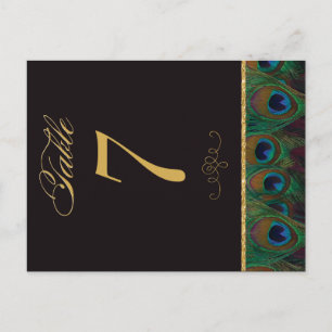 Bordsnumret guld och Black Peacock Feather Vykort