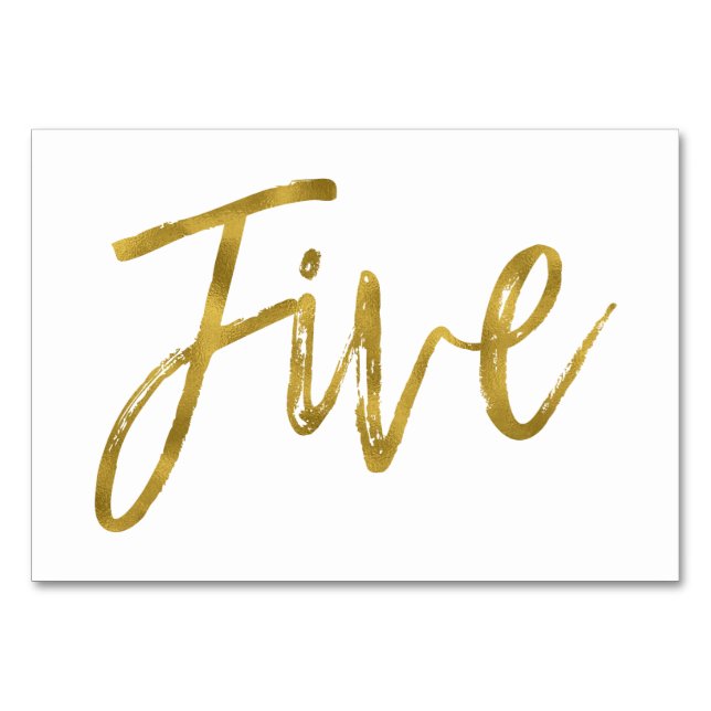 Bordsnumret guld och vit Elegant fem Bordsnummer (Framsidan)