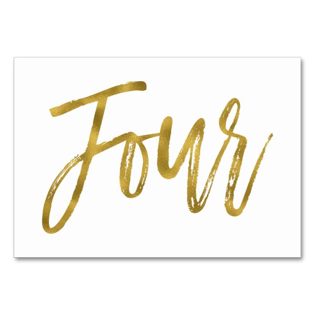 Bordsnumret guld och vit Elegant fyra Bordsnummer (Framsidan)