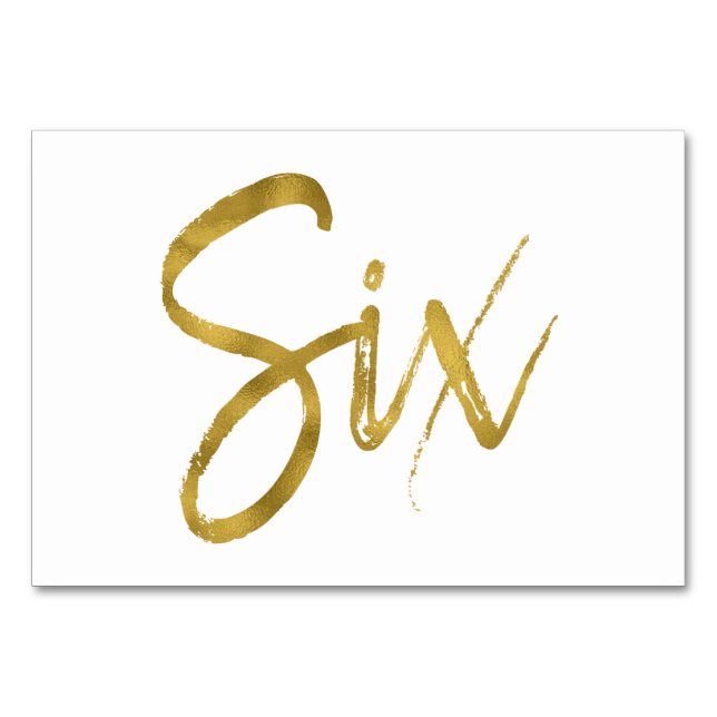 Bordsnumret guld och vit Elegant sex Bordsnummer (Framsidan)