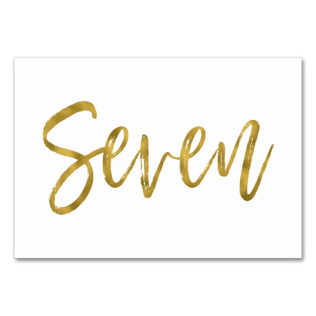 Bordsnumret guld och vit Elegant sju Bordsnummer (Framsidan)