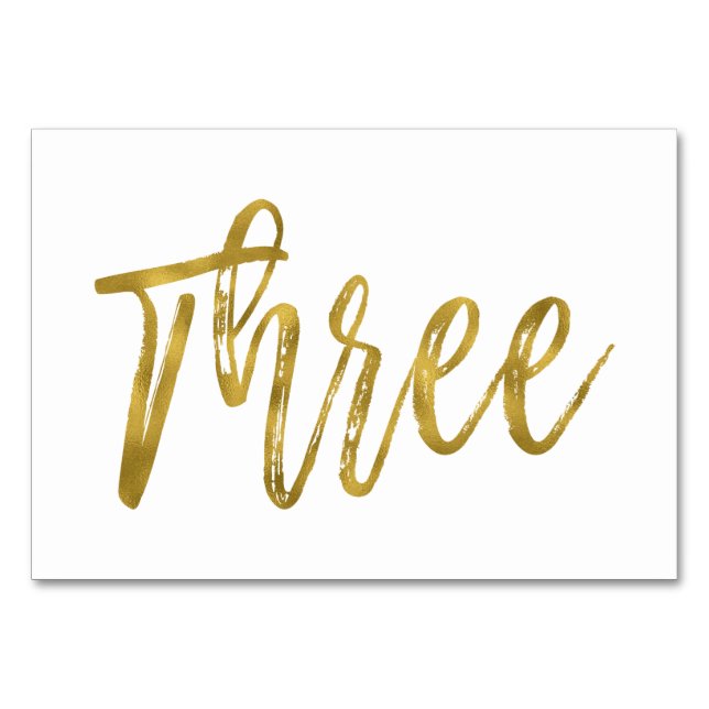 Bordsnumret guld och vit Elegant tre Bordsnummer (Framsidan)