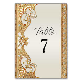 Bordsnumret guld Ornate White Pearls Bordsnummer
