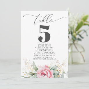 Bordsnumret guld Succulents Greenery Rosa Blommigt Inbjudningar