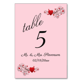 Bordsnumret Hearts Bordsnummer