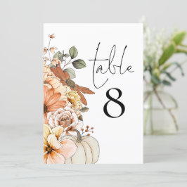 Bordsnumret HöstBlommigt Pumpkin Bröllop