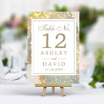 Bordsnumret Iridescent Modern Glitter Bröllop Bordsnummer<br><div class="desc">Lägg till en aning magisk gnistra till ditt bröllopsmottagande med de här lysande bordsnumren. Dessa kort skapar ett lyxaktigt och öga-infångande utseende och har en lysande bakgrund med glitter-effekt. Anpassa enkelt till bordsnumren för att skapa en sammanhängande och oförglömlig inställning till bord.</div>