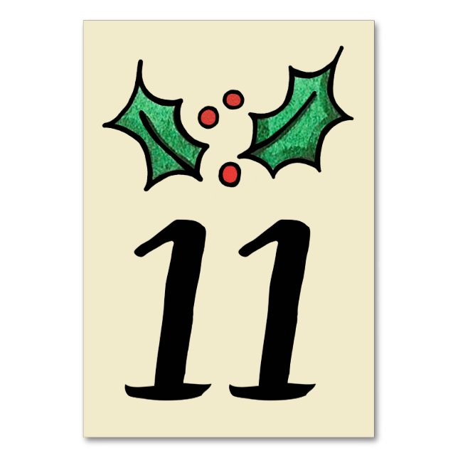 Bordsnumret jul Holly Bröllop Bordsnummer (Framsidan)