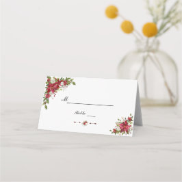 Bordsnumret jul Red White Poinsettia Weddin Placeringskort