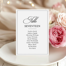 Bordsnumret Klassiskt Svartvitt Bröllop Inbjudningar