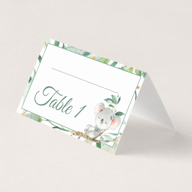 Bordsnumret Koala Bear Baby Shower Birthday Kort (Framsida)