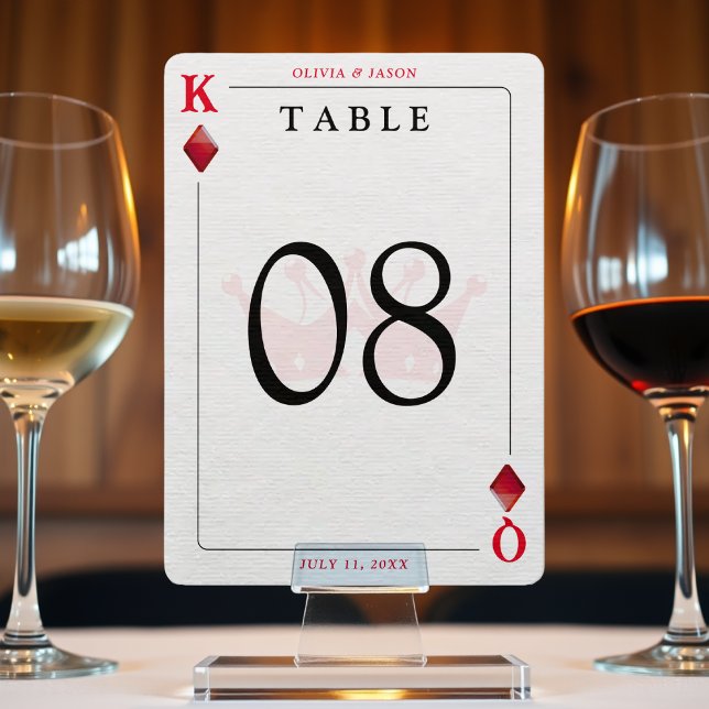 Bordsnumret kung och drottning av diamanter med sp (King & Queen of Diamonds Playing Card Table Number
)