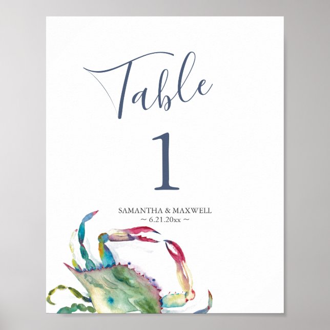 Bordsnumret Kusten Bröllop Poster (Framsidan)