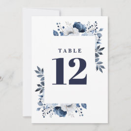 Bordsnumret Land Blommigt för marin blå Elegant Inbjudningar